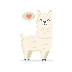 Cute lama or alpaca colorful hand drawn © krustovin