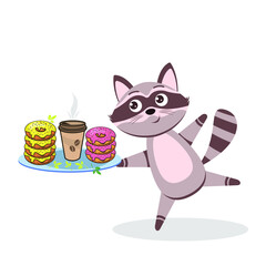
Animals. Funny little raccoon. Vector drawing, background, design.