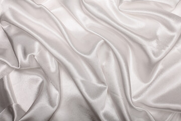 Obraz premium White wave fabric silk. Abstract texture horizontal copy space background.