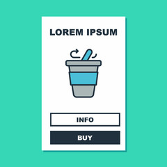 Filled outline Coffee cup to go icon isolated on turquoise background. Vector