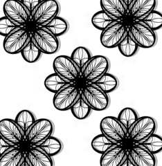 set of flowers black white