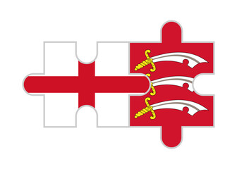 puzzle pieces off england and essex flags. vector illustration isolated on white background