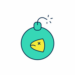 Filled outline Bomb ready to explode icon isolated on white background. Vector