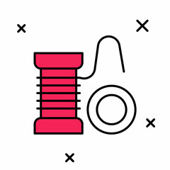 Filled outline Spinning reel for fishing icon isolated on white background. Fishing coil. Fishing tackle. Vector