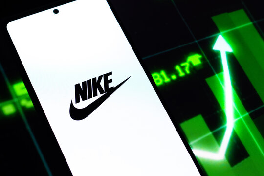 West Bangal, India - April 20, 2022 : Nike logo on phone screen stock image.
