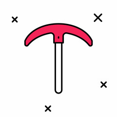 Filled outline Pickaxe icon isolated on white background. Vector
