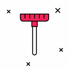 Filled outline Garden rake icon isolated on white background. Tool for horticulture, agriculture, farming. Ground cultivator. Housekeeping equipment. Vector
