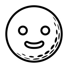 It is an illustration of a surprised smile on a golf ball.