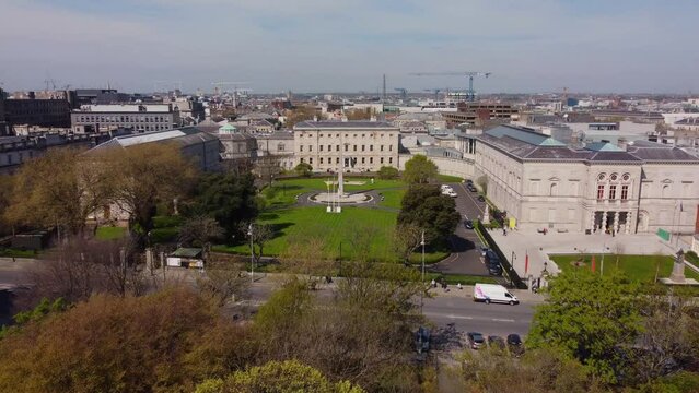 Leinster House in Dublin - the Irish Government Building from above - aerial view