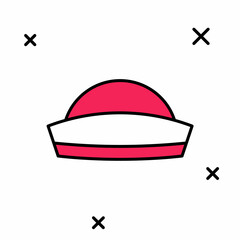 Filled outline Sailor hat icon isolated on white background. Vector