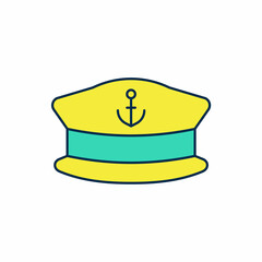 Filled outline Captain hat icon isolated on white background. Vector