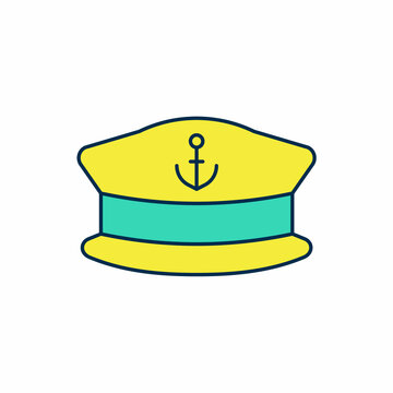 recommend clip art: Filled outline Captain hat icon isolated on white background. Vector