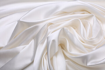 Obraz premium Biege wave flow fabric silk. Abstract texture horizontal copy space background.