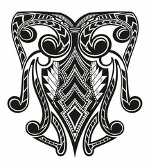 Tribal art tattoo sleeve in polynesian aboriginal style