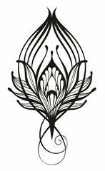 Lotus icon. Sketch isolated flower symbols on white. Vector outline floral label for spa center or beauty salon.