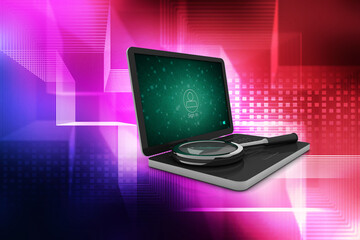 3d rendering Laptop search concept
