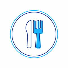 Filled outline Crossed knife and fork icon isolated on white background. Cutlery symbol. Vector