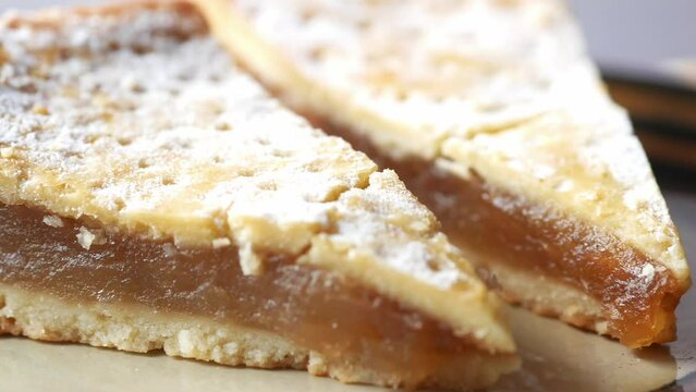  half eaten a slice of apple pie cake 