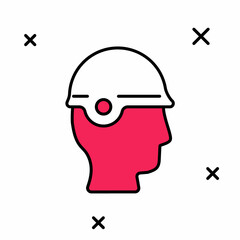 Filled outline Baseball helmet icon isolated on white background. Vector