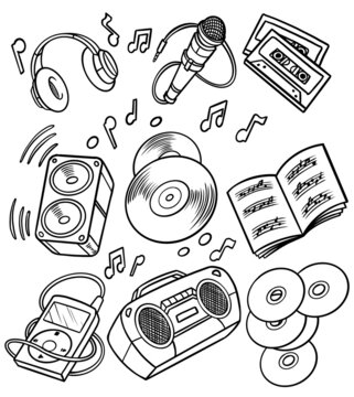 Stickers de m&uacute;sica solo lineart