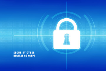 2d illustration Safety concept: Closed Padlock on digital background
