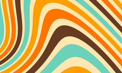Abstract Vintage Retro 60s 70s Pattern Aesthetic Background Wallpaper - Wavy Wave Curvy Vinyl Curve Illustration Vector Hippie Wall