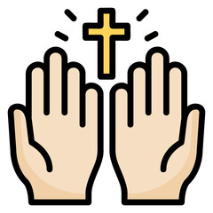 Pray filled line color icon. Can be used for digital product, presentation, print design and more.