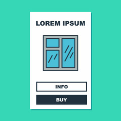 Obraz premium Filled outline Window in room icon isolated on turquoise background. Vector