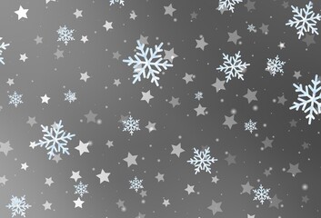 Light Gray vector texture with colored snowflakes, stars.