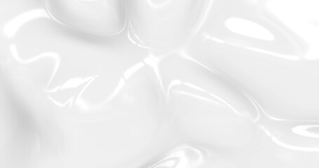 Liquid abstract white background. Smooth glossy texture 3D rendering . 3D illustration