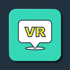 Filled outline Virtual reality icon isolated on blue background. Futuristic VR head-up display design. Turquoise square button. Vector