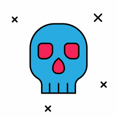 Filled outline Skull icon isolated on white background. Happy Halloween party. Vector