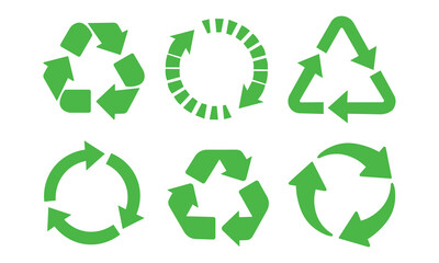 Circle arrows icon set. Recycle arrow sign. Recycling ecology arrow icon set. eps10