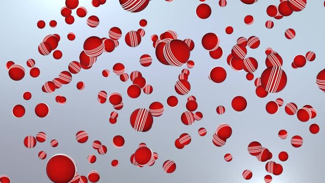 4K 3D loop animation of a red cricket ball spinning in slow motion on a green screen background. Virtual studio background animation. cricket ball with thread stich. Sport recreational game object