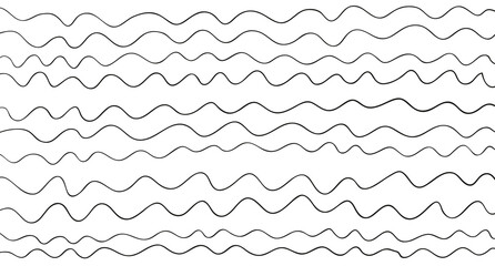 Pattern with waves. Universal texture. Abstract dinamic background. Doodle for design. Lineal wallpaper. Black and white illustration