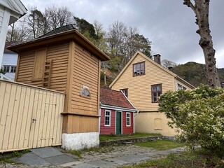 Fototapeta na wymiar Historic wooden houses in old part of Bergen Norway