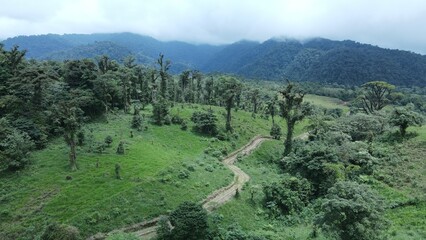 Drone Flying Over Central Valley Rainforest and Jungles of Costa Rica
