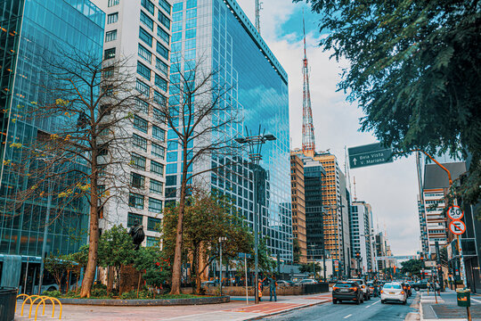 Paulista Avenue Skyscraper Buildings, Sao Paolo, Brazil 