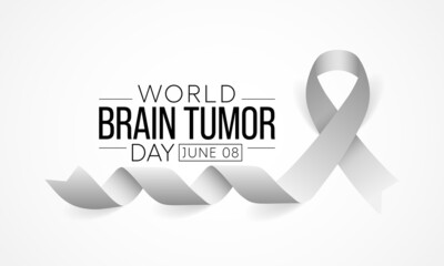 World Brain Tumor day is observed every year on June 8th. it is an overgrowth of cells in the brain that forms masses called tumors. They can disrupt the way body works. Vector illustration