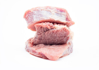 Fresh and raw beef meat. Whole piece of tenderloin ready to cook isolated on white background