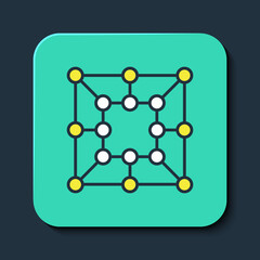 Filled outline Board game icon isolated on blue background. Turquoise square button. Vector
