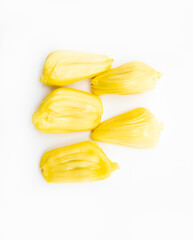 Jack fruit close up isolated on a white background, top view