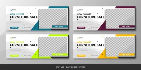 Furniture Set sosial media cover web template background