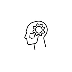 Thinking convolutions icon. Line art of human mental work.