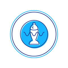 Filled outline Served fish with soy sauce on a plate icon isolated on white background. Vector