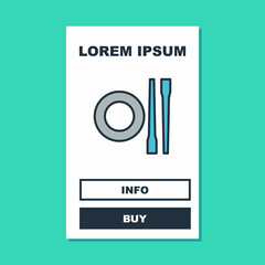 Filled outline Food chopsticks with plate icon isolated on turquoise background. Wooden Korean sticks for Asian dishes. Oriental utensils. Vector