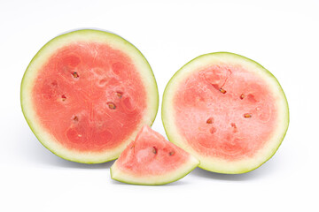 fresh two half Sliced watermelon isolated on white background,
