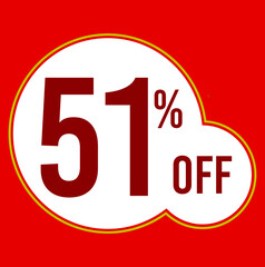 51 percent red banner with white ballons and red lettering for promotions and offers