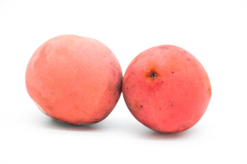 red Velvet apple fruit isolate on white background, also known as Diospyros embryopteris, gaab, gab, Ebenaceae