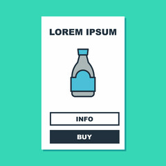 Filled outline Soy sauce bottle icon isolated on turquoise background. Vector